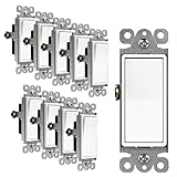 ENERLITES Decorator Paddle Rocker Light Switch, Single Pole, 3 Wire, Grounding Screw, Residential Grade, 15A 120V/277V, UL Listed, 91150-W-10PCS, White (10 Pack)