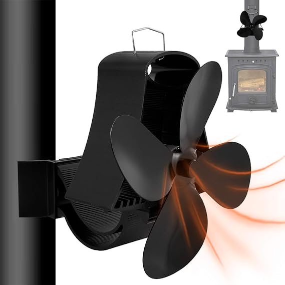 4 Blades Heat Powered Stove Fan Silent Flue Pipe Stove Fan Fireplace Wood Burning Stove