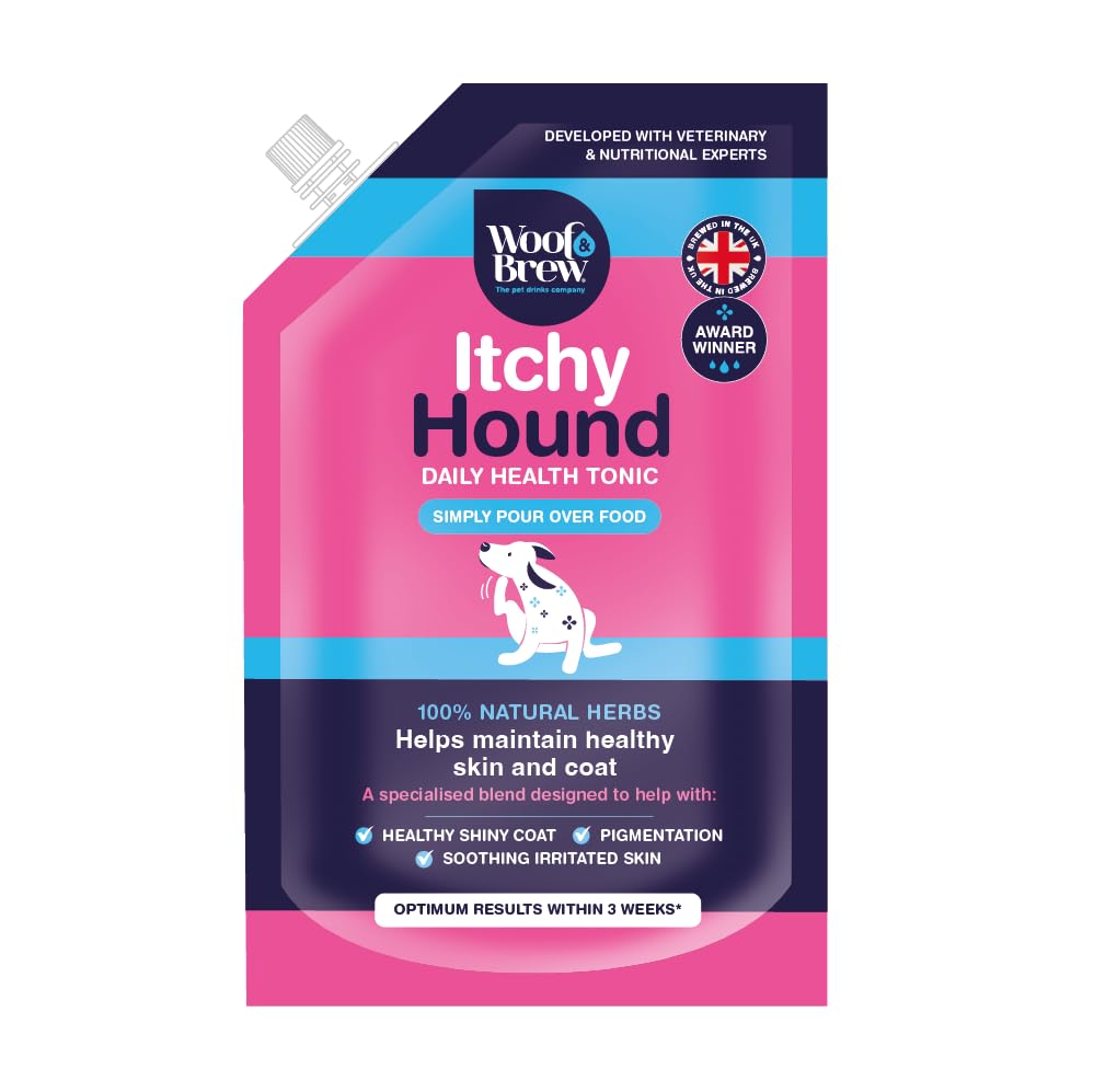 Woof&Brew Itchy Hound Herbal Supplement for Dogs, Helps protect against allergies and promote healthy skin and coat, 100% Natural Herbs, 3 Weeks for Optimum Results (Itchy Hound)