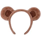 ZSPERKLA Bear Ears Headband Cute Bear Costume Fluffy Animal Hairband for Halloween Festival Party