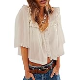 Women Y2K See Through Peplum Shirt Ruffle Lace Trim Buttons Tops Short Sleeve Doll Collar Babydoll Blouse Streetwear
