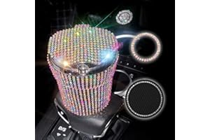 POMELO LITCHI PITAYA Bling Car Cigarette Ashtray, Stainless Auto Car Cigarette Ashtray with Lid and Blue LED Light Indicator Smokeless Vehicle Cigarette Ashtray Ash for Car Cup Holder(Multi)