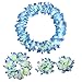 CISMARK Hawaiian Luau flower Leis Jumbo necklace bracelets headband set (Blue)