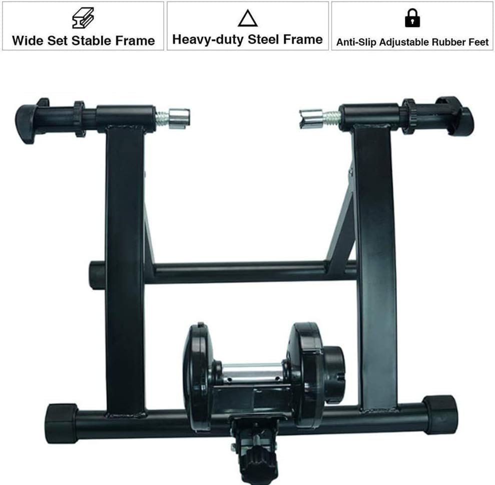 QXT Magnetic Turbo Trainer, Variable Foldable Indoor Bike Trainer Magnetic Resistance Turbo Trainer, Black