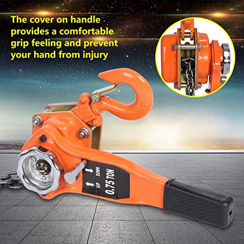 Lever Hoist, 0.75t Orange Color Chain Block Hoist Ratchet Hoist Ratchet Lever Pulley Lifting 3meters - Image 4