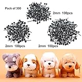 TTBD 300Pcs Glass Eyes Kits 2/3/4mm Black Needle