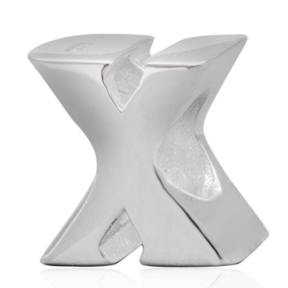 Alphabet Charms 925 Sterling Silver Beads Letter Initial X Charm Anniversary Charm Words Charm fits Pandora Charms Bracelet (X)