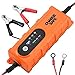 Trickle Car Battery Charger- 12v Charger for Car and 6v for Motorcycle - Best Automatic Portable Auto Battery Smart Charger for Lead Acid Batteries- Battery Charge Maintainer with Clips and O-Rings