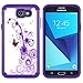 MicroP Galaxy J7 V Case, Galaxy J7 2017 / J7 Sky Pro / J7 Perx / J7Prime/Galaxy Halo Case, Hybrid Dual Layer Silicone Plastic Armor Defender Case for Samsung Galaxy J7V 2017 (Armor Purple Flower)