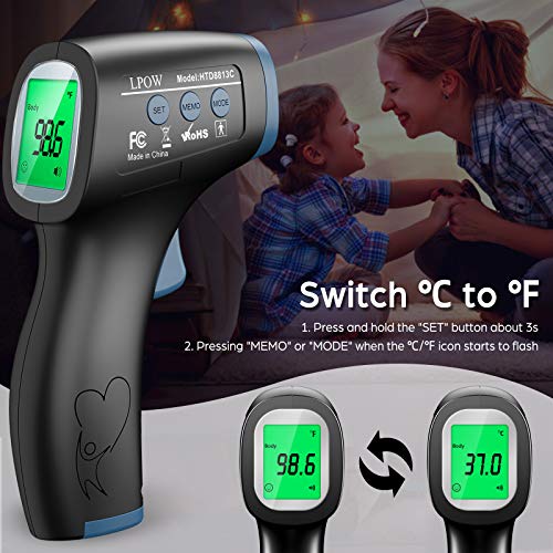 LPOW Thermometer for Adults, Non Contact Infrared Digital Thermometer