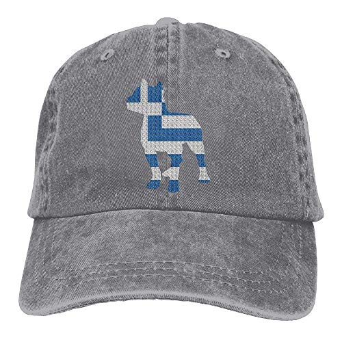 Patriotic Pitbull Greek Flag Vintage Denim Baseball Cap Unisex