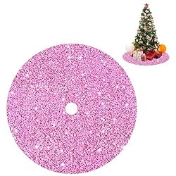 FUHSY Christmas Tree Skirt Pink Sequin Tree Skirt