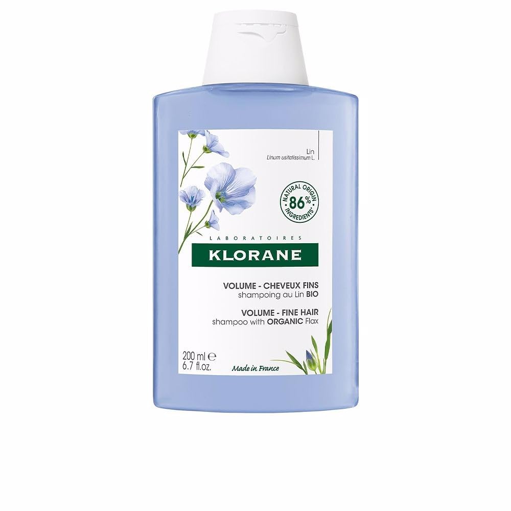 Klorane - Volumising Shampoo with ORGANIC Flax - Fine hair, 1 x 200ml bottle