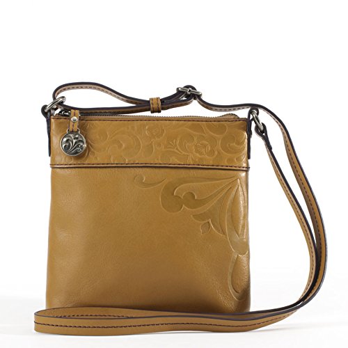 Enesco Jim Shore Cross Body Lena Embossed Leather Tote Purse Brown