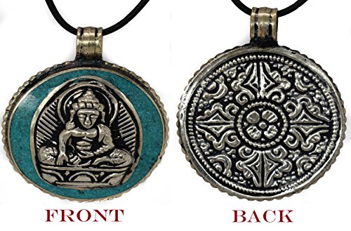 Buddha Pendant with Filigree Back and Turquoise Encircled