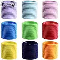 Hicdaw 180PCS Hair Ties for Baby Girls Elastic Hair Ties Colorful No Metal Elastic Hair Bands Holder for Ponytail