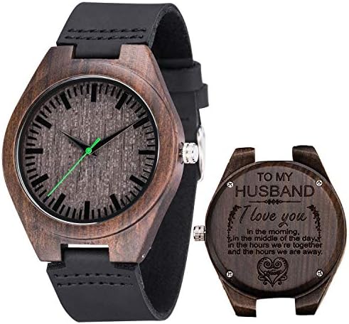 Custom Engraved Wood Bamboo Watch for Men Analog Quartz Watches Personalized Birthday Anniversary Christmas Gift for Husband and Son