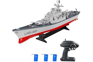 GoolRC Remote Control Warship RC Military Battleship, 1:390 Scale Remote Control Boat for Lakes and Rivers, 2.4GHz RC Armed Cruiser Boat Model with Low Battery Alarm and 3 Batteries for Adults