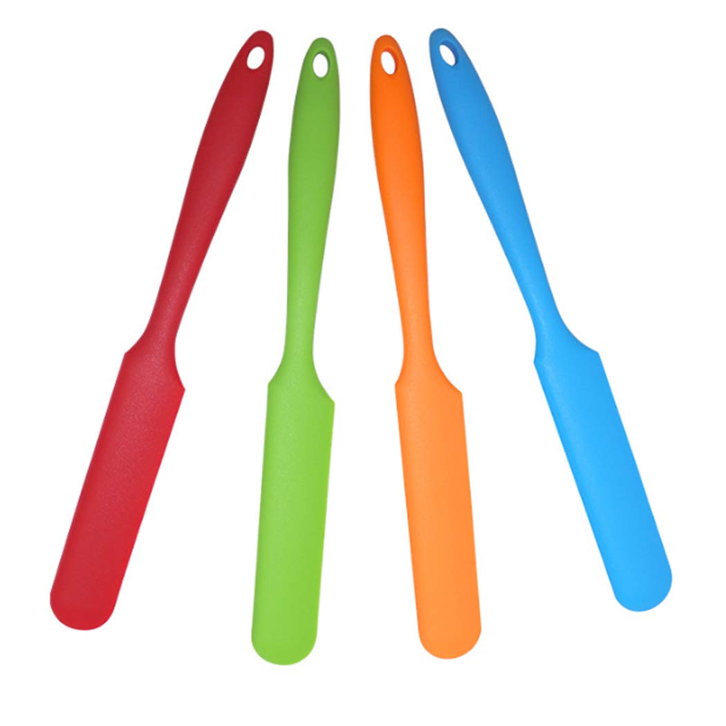 Hoshen 4-Piece Cake Cream Scraper,Silicone Paste Spatula, Mixed Batter Scraper Kitchen Non-Stick Baking Cooking Tools - Four Color Combination
