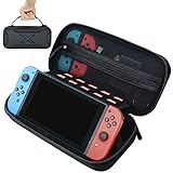 FOJOJO Larger Carrying Case for Nintendo Switch and Charging Adapter - with 20 Game Cartridges, Protective Hard Shell Storage Case for Nintendo Switch Console & Accessories with Holder Design