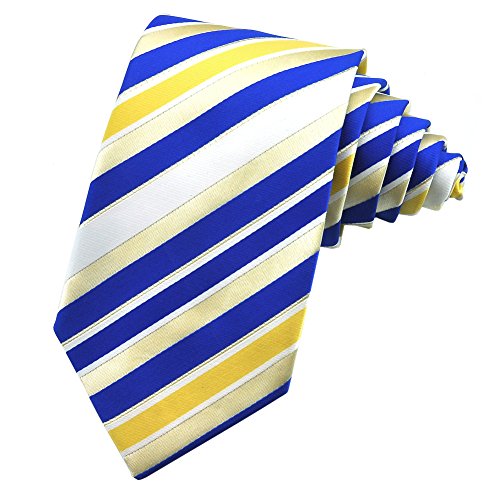 PenSee Mens Striped Tie Jacquard Woven Silk Stripes Neckties - Various Colors & Styles