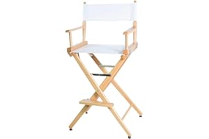 Filmcraft Tall Director's Chair (White Canvas, Natural Frame)