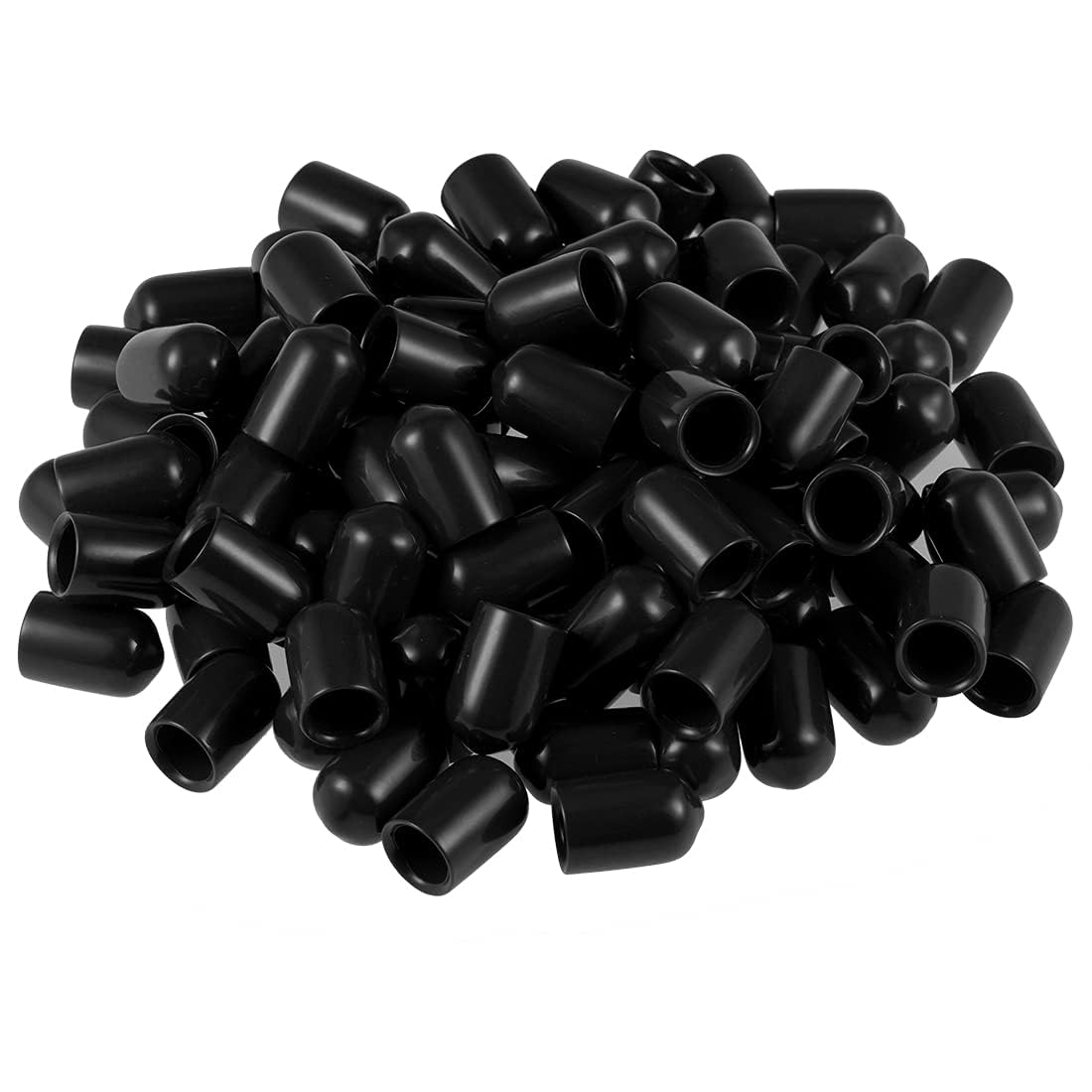 TA-VIGOR 200Pcs Rubber End Caps, 8mm ID Round Flexible Screw End Caps Thread Protectors, Black Vinyl Bolt Covers Rubber Covers for Screws, Tubes, Cables, Wires, etc