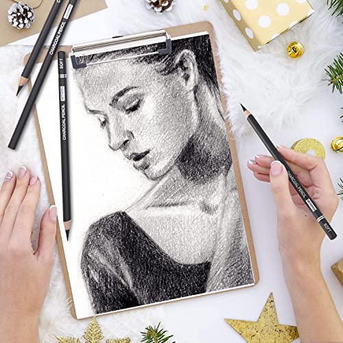 GETHPEN Professional Charcoal Pencils Drawing Set 7 Pieces Super Soft