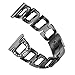 bayite For Fitbit Versa Bands for Women, Replacement Stainless Steel Bracelets Adjustable Bling Band for Fitbit Versa Smartwatch Black with Rhinestones