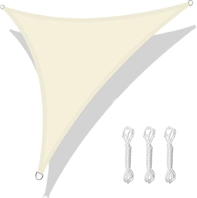 HEYOMART Sun Shade Sail 3x3x3m Triangle Cream UV 98% Water Resistant