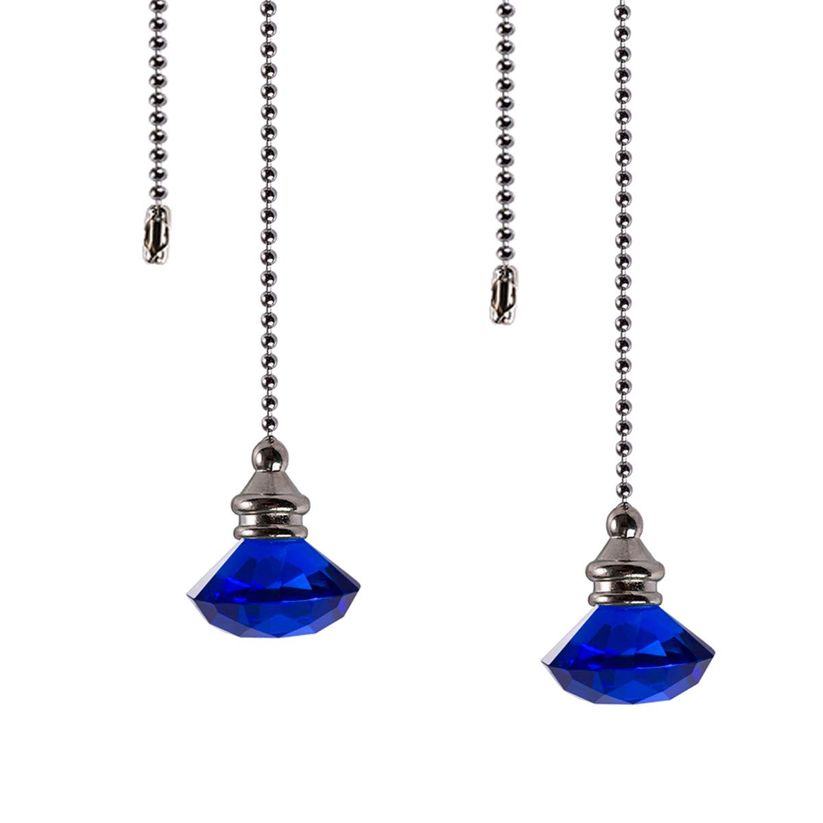 Photo 1 of Ceiling Fan Pull Chain Set - 2 pieces Blue Diamond Fan Pull Chains 20 Inch Ceiling Fan Chain Extender with Chain Connector Home Wedding Decor Ornament Pendant