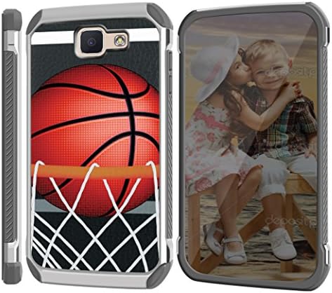 [J7 Prime] Case, CASECREATOR[TM] For Samsung [Galaxy J7 Prime] ()~DSC HYBRID TPU Hard Case Silver White-BasketBall Hoop