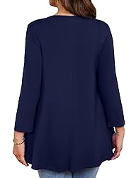 JollieLovin Womens 3/4 Sleeve Loose Fit Swing Tunic