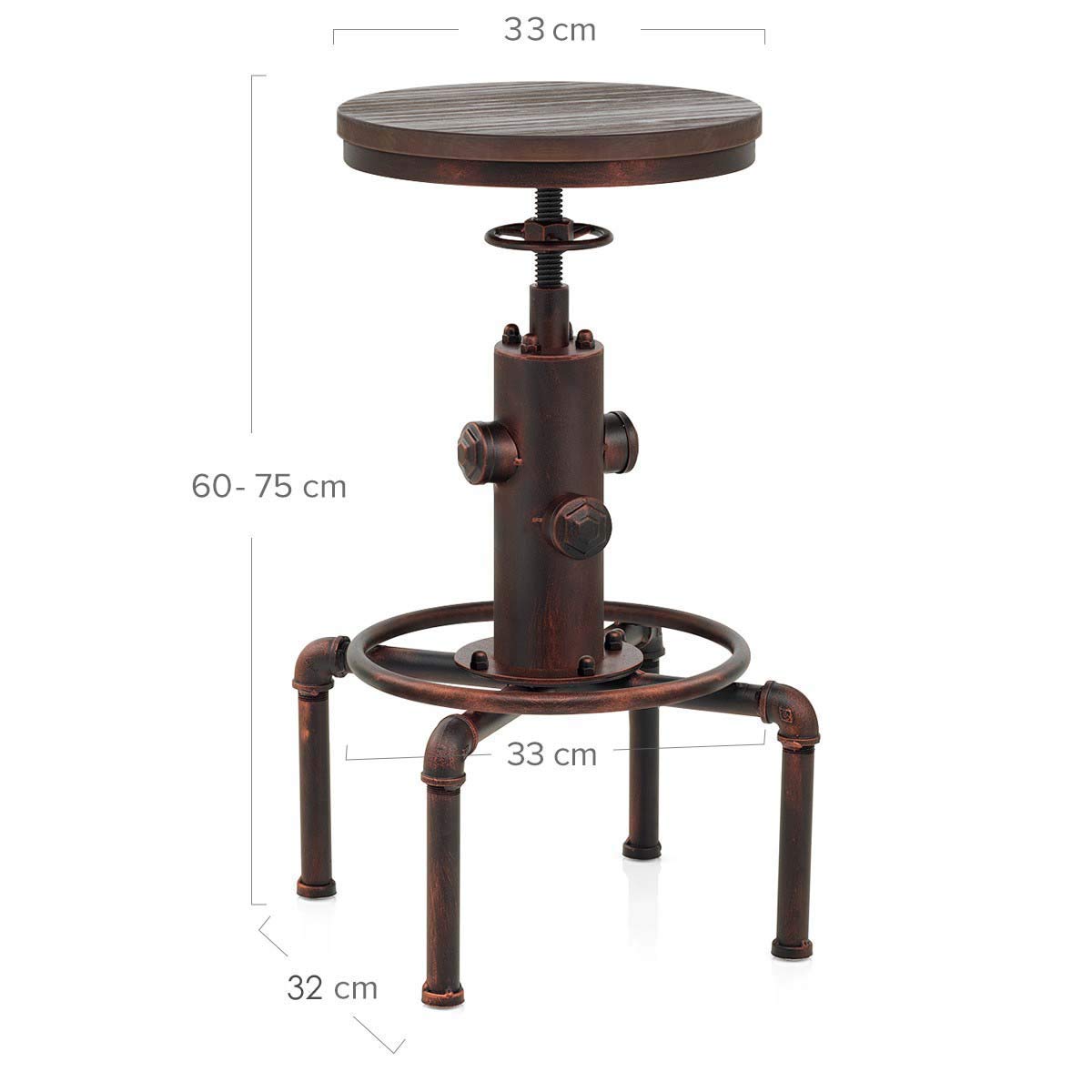 Topower American Antique Vintage Industrial Barstool Solid Wood