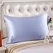OOSILK Mulberry Silk Pillowcase with Hidden Zipper, Cotton Underside,Queen(20in x 30in),Light Blue,1pc