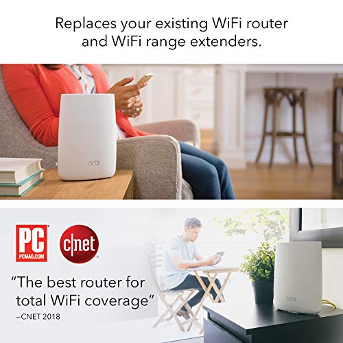 NETGEAR Orbi Ultra-Performance Whole Home Mesh WiFi System - fastest WiFi router and single satellite extender with speeds up to 3 Gbps over 5,000 sq. feet, AC3000 (RBK50)