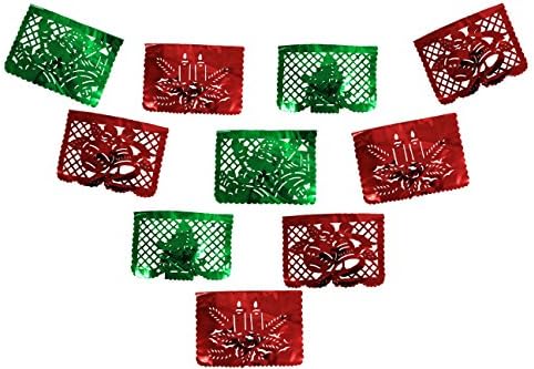 Christmas Navidad Metalic Papel Picado Red and Green
