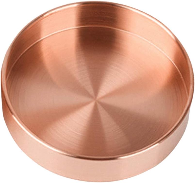 Nordic Gold Round Tray Metal Decorative Storage Organizer Tray Copper Key Jewelry Cosmetics Food Presentation Kitchen Storage Tray