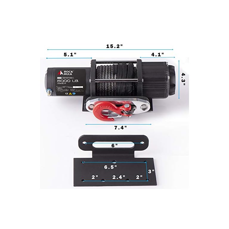 RockHulk Winch 5000 lb Waterproof Winch ATV/UTV Electric Winch Kit