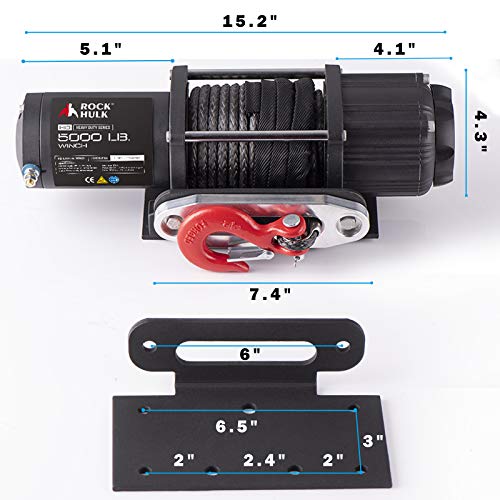 RockHulk Winch 5000 lb Waterproof Winch ATV/UTV Electric Winch Kit
