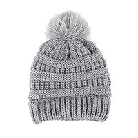 Zhenxigg Baby Toddler Boys Girls Warm Beanie Ski Hat Winter Knitted Wool Faux Fur Pom Bobble Hat (Gray, 1825cm)