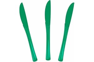 SietDESEO 25 PCS Green Plastic Knives Disposable Utensils Heavy Duty Green Knives Disposable Cutlery for Birthday Wedding Baby Shower Bridal Shower Plastic Silverware