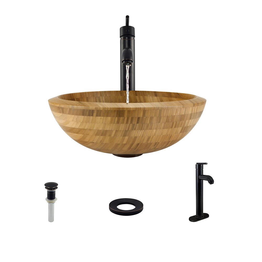 Mr Direct 890 Bamboo Vessel Sink Antique Bronze Bathroom Ensemble