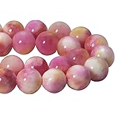 ZHFMLY 10mm Pink Natural Gemstone Beads Persian Jades Beads Crystal Energy Smooth Round Loose Beads for Necklace, Bracelet & DIY Jewelry Making 1 Strand(#102)