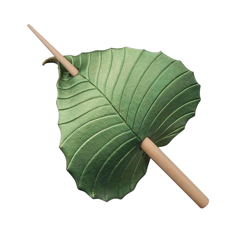 Chiyyak Retro Hairpin Blue Bird Green Leaf Hair Clip with Stick Personality Gift for Women Girls Party Cosplay Accessories