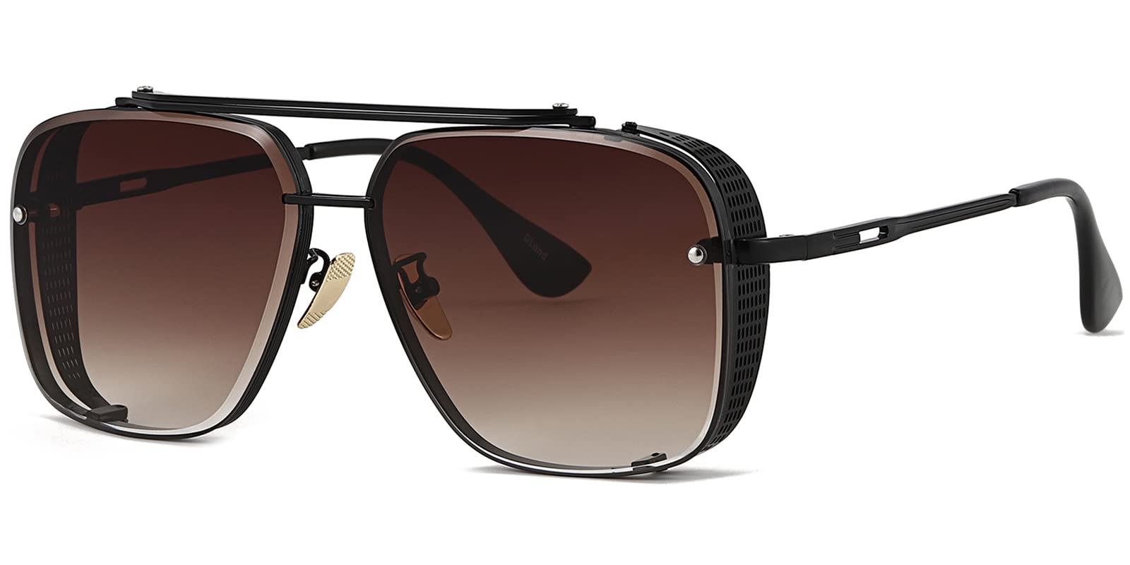 Photo 1 of Gtand Fashion Oversized Square Aviator Gradient Sunglasses For Men Vintage Metal Side Shield Steampunk Sun Glasses 64mm