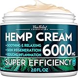Hemp Pain Relief Cream (6000 Mg) - Natural Hemp Extract Cream for Arthritis, Back Pain & Muscle Pain Relief - Efficient Inflammation Cream & Carpal Tunnel Relief - Made in USA - Good for Skin Health