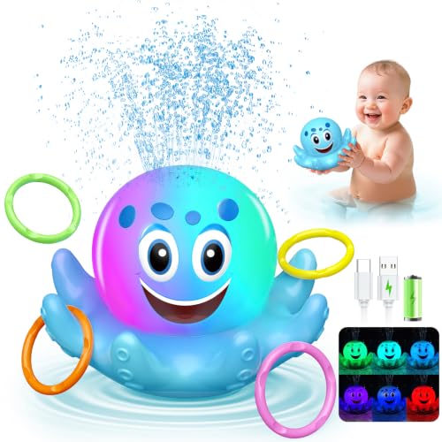 发光章鱼喷水圈套玩具