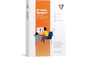 K7 Total Security Antivirus 2025 for Windows laptop/pc |1 User, 3 years|Antivirus,Internet security,Data security,Threat Prot