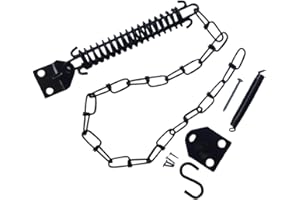 Door Chain Stopper - Anti-Theft Spring Screen Door Chain, Windproof Spring Door Closer, Heavy Duty Black